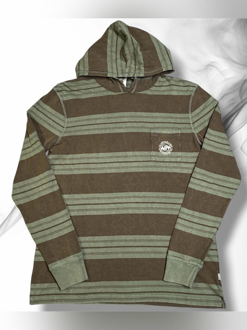 Quiksilver Zermet Hoodie Deluxe Tee Hoody Mens Large Green/Brown 100% Cotton NWT